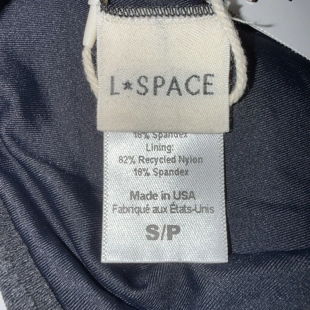 NWT L*Space Marlee Bikini Top Small Black $110 Ruched Ribbed Eco Chic Swim USA